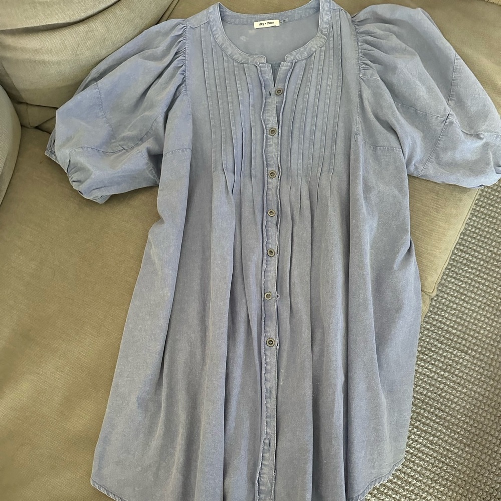 Blue Button-Down Dress